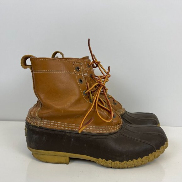LL Bean 6 Inch Duck Boots Mens Size 8M Leather Waterproof Brown Snow